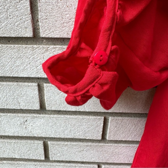 Pomander Place Parker Dress Poppy Red Puff Sleeve Smocked Cotton Blend - Picture 5 of 13